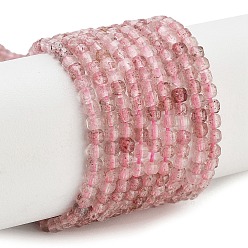 Клубничный Кварц Природного кварца клубники нитей бисера, граненый стол, вырезанный куб, 1.5~2.5x1.5~2.5x1.5~2 мм, отверстие : 0.4 мм, около 183~186 шт / нитка, 15.35~15.55'' (39~39.5 см)