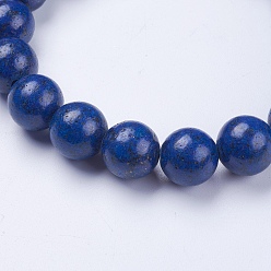 Lapis Lazuli Natural Lapis Lazuli Beaded Stretch Bracelets, Round, Dyed, 2-1/8 inch(53mm)