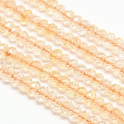 Citrine Natural Citrine Rondelle Bead Strands, Faceted, Dyed & Heated, 8x5mm, Hole: 1mm, about 80pcs/strand, 15.7 inch