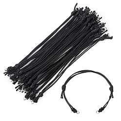 Black 20Pcs Adjustable Korean Waxed Polyester Cord Bracelet Making, 304 Stainless Steel Jump Rings, Stainless Steel Color, Black, 9-1/4 inch(23.5cm)