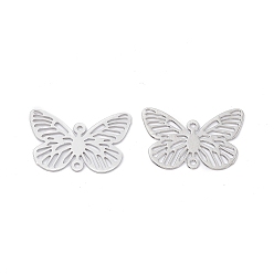 Platine Charmes de connecteur en filigrane de laiton, sans cadmium et sans nickel et sans plomb, liens papillon, platine, 12.5x19x0.3mm, Trou: 0.9mm