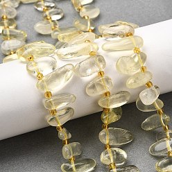 Лимонный Кварц Нити из натуральных бусин лимонного кварца (обработанных нагреванием), самородки, Топ пробуренной, упавший камень, с бисером, 9.5~20x4~9x4.5~6 мм, отверстие : 1 мм, около 49~60 шт / нитка, 14.96''~16.14'' (38~41 см)