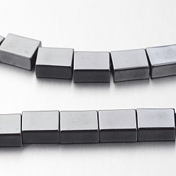 Original Color Non-magnetic Synthetic Hematite Bead Strands, Rectangle Slide Charms, Original Color, 6x5x3mm, Hole: 3x1mm, about 67pcs/strand, 15.7 inch
