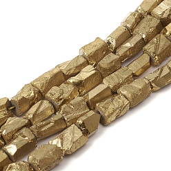 с Золотистым Покрытием Гальванические природный кристалл кварца бусы пряди, самородки, с золотым покрытием, 12~14x6~10x6~10 мм, отверстие : 1 мм, около 30 шт / нитка, 15.35 дюйм (39 см)