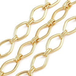 Настоящее золото 18K Латунные ромбозвенные цепи, с катушкой, несварные, без свинца и без кадмия, долговечный, без свинца, без никеля и без кадмия, реальный 18 k позолоченный, 15.5x10x1.5 мм
