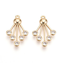 Прозрачный Латунные микро проложить кубического циркония подвески, фанатские прелести, долговечный, без никеля , прозрачные, 22~22.5x14~16x3 мм, отверстие : 1.2 мм