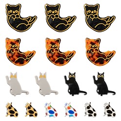 Mixed Color Cat/Kitten Pendant Kit for DIY Jewelry Making Finding Kit, Including Epoxy Resin & Cellulose Acetate(Resin) & Acrylic Pendants, Mixed Color, 23.5~39x20~35x2~2.5mm, Hole: 0.8~1.5mm, 14pcs/box