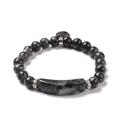 Лабрадорита Естественно лабрадорита браслеты простирания, с сердцем прелести, 2-1/4 дюйм (56 мм)