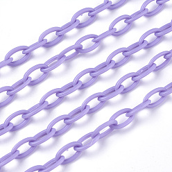 Лиловый ABS пластиковые кабельные цепи, овальные, сирень, 13x7~7.5x2 мм, около 15.35~15.74 дюйм (39~40 см) / прядь