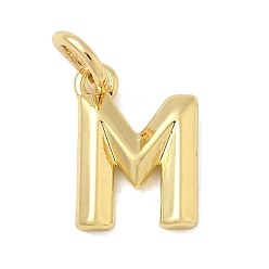 Letter M Латунь прелести, стойки покрытие, без кадмия и без свинца, долговечный, с целью перехода в кольце, реальный 18 k позолоченный, Буква М, 12x8.5x1.5 мм, отверстие : 3 мм