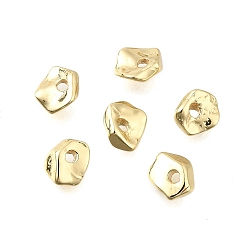 Настоящее золото 18K Самородки латунные бусины, без свинца и без кадмия, стойки покрытие, долговечный, реальный 18 k позолоченный, 5.5x4.5x2 мм, отверстие : 1 мм