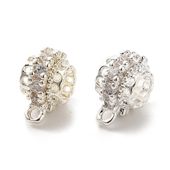 Серебро Колонна латунь микро паве кубический цирконий трубки поручни, долговечный, без кадмия и без свинца, серебряные, 10x8x6 мм, отверстие : 1.2 мм, внутренний диаметр: 3.3 мм