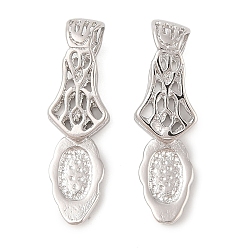 Платина Стойки покрытие латунь прижимные поручительств, приклеиваемые плоские держатели для изготовления подвесок, без кадмия и без свинца, платина, 27.5x8.5x7 мм, отверстие : 13.5x5 мм