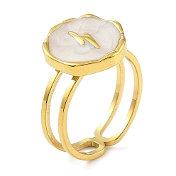 Настоящее золото 18K 304 эмалированные открытые манжеты из нержавеющей стали для женщин, ионное покрытие (ip), шестиугольник, реальный 18 k позолоченный, внутренний диаметр: 17 мм