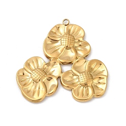 Настоящее золото 18K 304 подвески из нержавеющей стали, ионное покрытие (ip), цветочный шарм, реальный 18 k позолоченный, 36x37x3 мм, отверстие : 2 мм