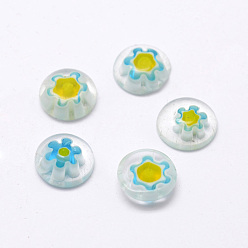 Mixed Color Handmade Millefiori Glass Cabochons, Half Round/Dome, Mixed Color, 10x3mm