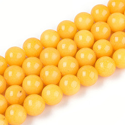 Оранжевый Нити круглых бусин из натурального окрашенного нефрита машан, круглые, оранжевые, 8~8.5x8~8.3 мм, отверстие : 1 мм, около 48~49 шт / нитка, 15.55~15.87'' (39.5~40.3 см)