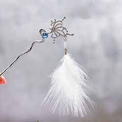 Синий Палочки для волос из сплава перьев, бабочка, синие, 180 мм