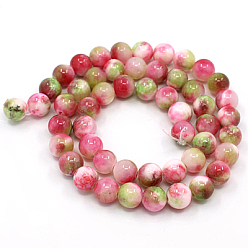 Light Coral Natural Persian Jade Beads Strands, Dyed, Round, Light Coral, 10mm, Hole: 1mm, about 38pcs/strand, 16 inch