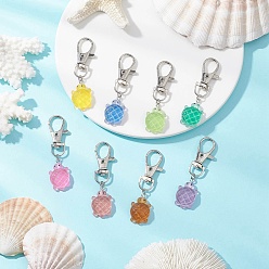 (52) Непрозрачная лаванда Подвесные украшения из светящейся черепахи из смолы, с сплава шарнирного когтя омара застежками, разноцветные, 61.5 мм, 8 шт / комплект