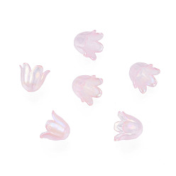 Perlas de Color Rosa Tapas de perlas de acrílico de gelatina de imitación de pétalos, color de ab chapado, flor, rosa perla, 6 mm, agujero: 11.5x10.5x8.5 mm, Sobre 1.4 unidades / 2100 g