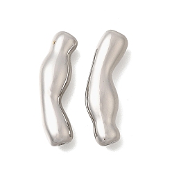 Платина Латунные волнистые изогнутые трубчатые бусины, платина, 21x6x4 мм, отверстие : 1 мм