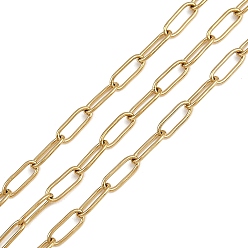 Золотой 304 кабельные цепи из нержавеющей стали, ионное покрытие (ip), пайки, прямоугольные, с катушкой, золотые, 6.5x2.5x0.5 мм