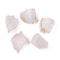 Хрусталь Необработанные натуральные кристаллы кварца, самородки, соединительные подвески, звенья из горного хрусталя в латунной оправе, золотой свет, 28~48x21~37x16~30 мм, отверстие : 1~2 мм