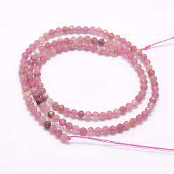 Tourmaline Natural Tourmaline Beads Strands, Grade A, Faceted, Round, 2mm, Hole: 0.5mm, about 210~220pcs/strand, 15.7 inch(40cm)