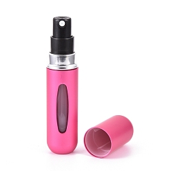 Deep Pink Portable Mini Spray Bottles, Aluminum Atomizer Shell, Plastic Inner Container, Refillable Atomizer Perfume Bottle, for Traveling, Column, DeepPink, 80.8x17mm, Capacity: 5ml(0.17 fl. oz)