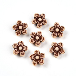 Персиковый Слойка Непрозрачные акриловые бусины, цветок, розовые, 10x10.5x5.6 мм, отверстие : 1.6 мм, Около 1923 шт / 500 г