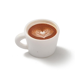 Сердце Подвески для напитков из непрозрачной смолы, амулеты чашка кофе, белые, сердце, 17x22x13.5 мм, отверстие : 4.5x3 мм