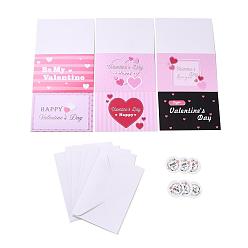 Palabra Papel rectangular tarjetas de felicitación, con sobre rectangular y pegatinas de papel autoadhesivas planas y redondas, tarjeta de invitación de cumpleaños de boda de san valentín, palabra, 198x149x0.3 mm
