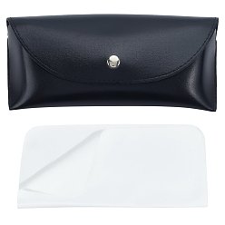 Черный 1футляры для очков из поликарбоната и искусственной кожи, прямоугольные, с тканью для чистки очков из замшевого волокна 1pc, чёрные, 174x78x40 мм