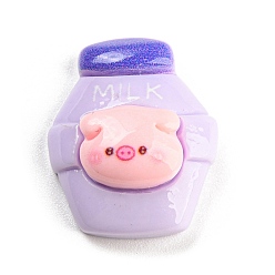 Bottle Кабошоны из непрозрачной смолы на тему свиньи, розовые, бутылка, 23x19x9.5 мм