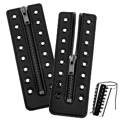 Черный 2 шт. ПУ аксессуары для молнии, чёрные, 160x55x3 мм