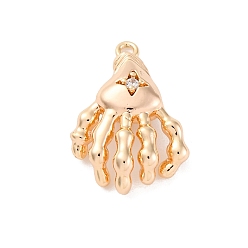 Настоящее золото 18K Латунные микро проложить кубического циркония подвески, без кадмия, без никеля и без свинца, прелести в виде лап, реальный 18 k позолоченный, 19.5x13.5x5.5 мм, отверстие : 1.4 мм