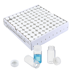 White 100Pcs Glass Bead Container, Bead Storage Tubes with PP Caps, Column, White, 2.7x5.95cm, Capacity: 20ml(0.68fl. oz)