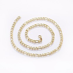 Золотой 304 из нержавеющей стали Figaro цепи ожерелья, с карабин-лобстерами , золотые, 23.6 дюйм (60 см), 5.5x1.5 мм