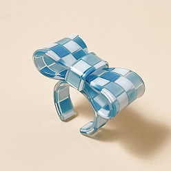 Светло-Голубой Открытые кольца-манжеты из смолы для женщин, бантом, Небесно-голубой, внутренний диаметр: 18 мм