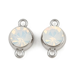 Прозрачный Шармы-соединители из латуни с паве из кубического циркония, плоские круглые ссылки, платина, прозрачные, 12.5x8x5 мм, отверстие : 1.4 мм