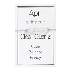 Хрусталь Браслеты из бисера из натурального кварцевого кристалла для мужчин и женщин, с подарочной картой, для подарка на день рождения, периметр: 6-1/4~11 дюйм (16~28 см)