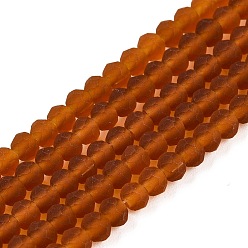 Перу Прозрачные стеклянные бусины, граненые, матовые, рондель, Перу, 3.5~3.8 мм, отверстие : 1 мм, около 105~110 шт / нитка, 29~31 см