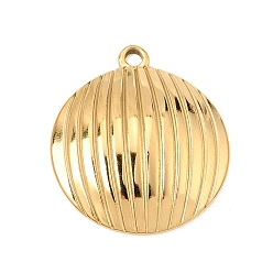 Real 18K Gold Plated 304 Stainless Steel Pendants, Flat Round Charms, Ion Plating(IP), Real 18K Gold Plated, 26.5x23x4.5mm, Hole: 2mm