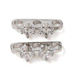 Платина Латунные проставки с прозрачными кубическими циркониями, инкрустированные кристаллами., прямоугольные, платина, 3 мм, отверстие : 11.5x3.5x4.5 мм