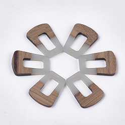 Light Steel Blue Resin & Walnut Wood Pendants, Trapezoid, Light Steel Blue, 37~37.5x27~27.5x3~3.5mm, Hole: 2mm