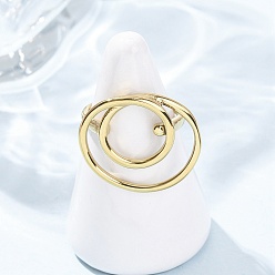 Плоский Круглый 304 палец кольца из нержавеющей стали, ионное покрытие (ip), реальный 18 k позолоченный, плоско-круглые, размер США 7 1/4 (17.5 мм), Поверхность: 20x24 мм