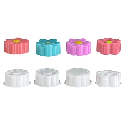 Blanc 4 pièces 4 styles moules en silicone pour bougies à fleurs, blanc, 5.55~5.8×5.35~5.64×2.32cm