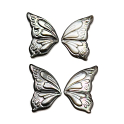 Черный Черные губы подвески оболочки, морские раковины, бабочки прелести, чёрные, 19~20x11~12x1.8~2 мм, отверстие : 1 мм