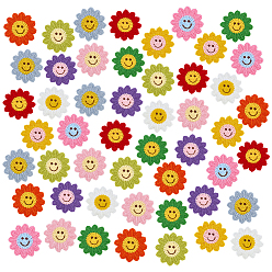 (52) Непрозрачная лаванда 50шт. 10цвета полиэстеровые вышивальные нитки пришивные нашивки, аппликации из ткани, подсолнечника с улыбкой на лице, разноцветные, 63x65x2 мм, 5 шт / цвет
